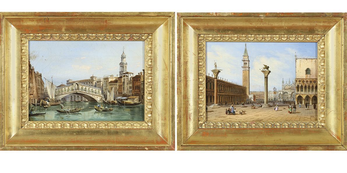 Giovanni Grubacs (Venedig, 1830 – 1919) - Paar venezianische Veduten